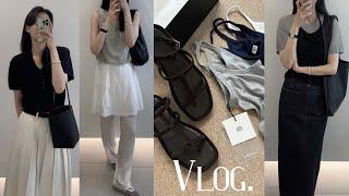 Vlog | 직장인 브이로그 | 데일리룩 | 기본 민소매 추천 | 여름 샌들 | 문달 쇼룸 | 초당옥수수 빙수 | 아따 | 차돌박이 간장국수 | 출근룩 /simple.B