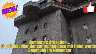 Der Flakbunker am Heiligengeistfeld in Hamburg nach dem Umbau zur grünen Oase mit Hotel.