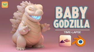Baby Godzilla // Time lapse // 3D Sculpt & Chill