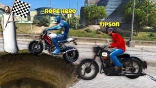 Rope Hero Ducati Bike Vs Tipson Bullet Bike Race In Rope Hero Vice Town Gta V