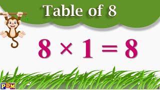 Table of 8 | Table of Eight | Learn Multiplication Table of 8 x 1 = 8 Times Tables Practice English,