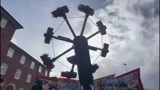 Horror moment fairground ride breaks apart as panicked onlookers run for cover