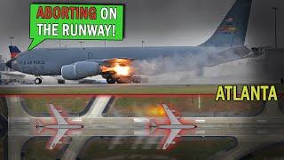 Military KC-135 UNCONTAINED ENGINE FLAMEOUT on Takeoff!