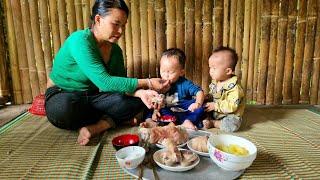 Single mother: harvesting papaya to sell - cooking with children | Happy everyday