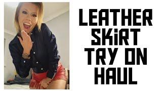 Leather skirt try on haul -  #skirt #leather #model #blonde #tryonhaul