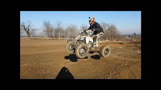 Construction of the racetrack for Yamaha Banshee Raptor and KTM Freeride E.