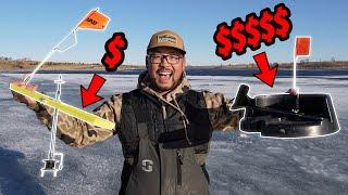 CHEAP vs EXPENSIVE Ice Fishing Tip-Up Challenge! (WE CAUGHT GIANT FISH)