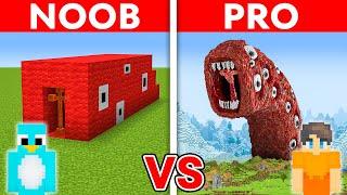 NOOB vs PRO: TRAIN EATER WORM House Build Challenge in Minecraft (Scary)