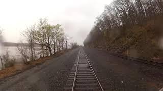 Amtrak Rear Facing Track View, southbound from Hudson Station to NYC, with railroad sound and all!