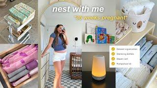 NEST WITH ME FOR BABY  nursery dresser organization, sterilizing bottles, bedside diaper cart!