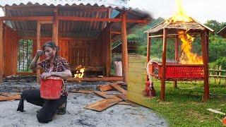 TIMELAPSE: Start to Finish Building Wooden House - Bad guys burned down the old house