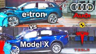 Tesla Model X vs Audi e-tron  Crash & Safety Tests, e-tron vs Model X Euro NCAP