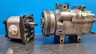 Hydraulic Pump + AC Compressor = Useful Unit