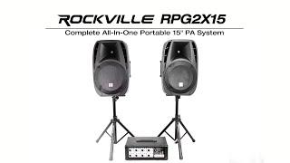 All About Your Rockville RPG2X15 Package PA System  Mixer/Amp+15" Speakers+Stands+Mics+Bluetooth