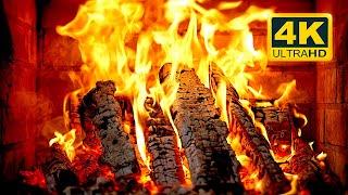  FIREPLACE Ultra HD 4K. Fireplace with Crackling Fire Sounds. Fireplace Burning. Fire Background