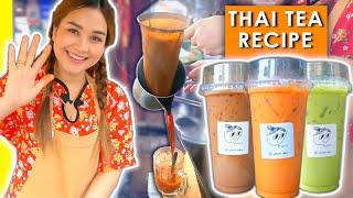 How to Make Thai Iced Tea by Famous Bangkok Coffee Lady - Thailand Street Food