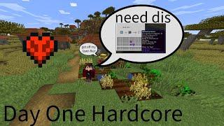 Day 1 - Hardcore 1.14.2 Minecraft Java till i get stacked LIVE