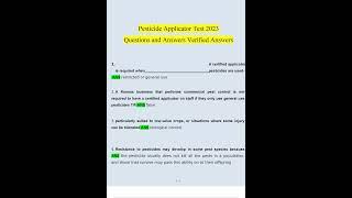 Pesticide Applicator Test 2023 Questions and Answers Verified Answers