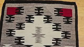 Vintage Native American Navajo Area Rug in Ivory, Red, Brown, Gray, Black, @thepersianknot ,SKU 2054