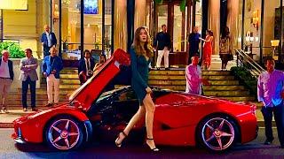 MONACO LUXURIOUS RICH LADIES NIGHTLIFE 2024 | BILLIONAIRE SUPERCARS: Ferrari Lamborghini Rolls-Royce