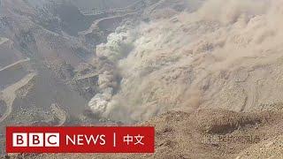中國內蒙古煤礦坍塌事故瞬間 大量土石傾瀉淹沒工人車輛