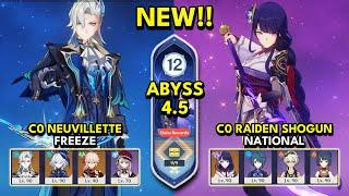 NEW Spiral Abyss 4.5 Floor 12 (9 Stars) C0 NEUVILLETTE FREEZE & C0 RAIDEN NATIONAL | Genshin Impact