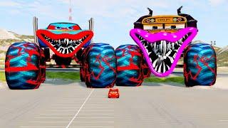 Epic Escapes from Giant McQueen & Miss Fritter vs Lightning McQueen |  Compilation BeamNG.Drive