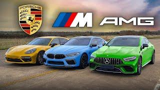 Wer ist schneller? BMW M8 Gran Coupé vs. Mercedes-AMG GT 4-Türer vs. Porsche Panamera