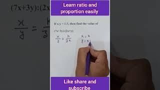 If x:y = 1:3, then find the value of (7x +3y) : (2x + y).