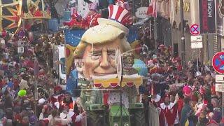 Cologne's colourful Rose Monday Carnival parade pokes fun at leaders including Trump, Putin