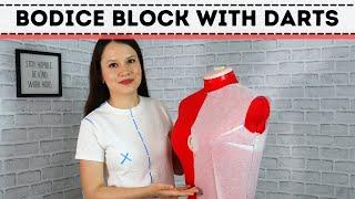 How to draft a simple fitted bodice block with darts? Beginners STEP-BY-STEP tutorial