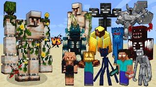 New Mutant Iron Golem vs Minecraft bosses & Mini bosses - Minecraft Boss Battle