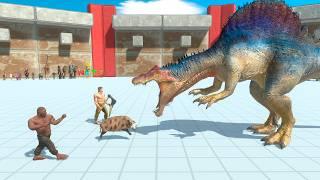 3 vs 1 Ancient & Modern Humans + Modern Mammals vs Dinosaurs - Animal Revolt Battle Simulator