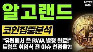 [알고랜드 코인]  "유럽에서 은 RWA 발행 완료!" 트럼프 취임식 전 이슈 선점을?! #알고랜드코인분석 #알고랜드코인시세 #알고랜드호재