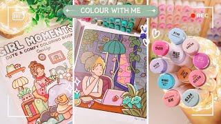 Color with Me: Girl at Cafe | Coco Wyo Coloring Book | Ohuhu Markers +more | ASMR + Music