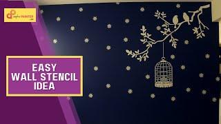 EASY WALL STENCIL IDEA  | FULL PROCESS VIDEO  |  AapkaPainter | Wall Painting