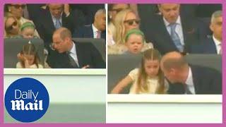 Sweet moment Prince William comforts tired Princess Charlotte at the Platinum Jubilee