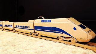 How to Make a Cardboard High-Speed Train (HTS) |  Fastes Trains / DIY Railway / Fabriqué un (TGV)