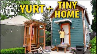 Single Mom & Son build affordable house -  YURT + TINY HOME