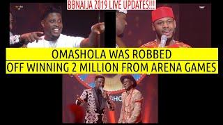 BBNaija 2019 LIVE UPDATES | WATCH HOW OMASHOLA WAS ROBBED OFF WINNING 2 MILLION FROM ARENA GAMES |