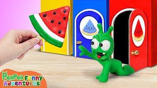 Pea Pea Have Fun with Watermelon from Mystery Colored Door - Pea Pea Funny Adventures