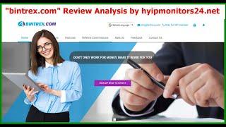 "bintrex.com"  Review Analysis by hyipmonitors24.net