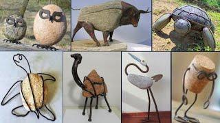 70+Metal and stone art | Home and garden decorative ideas with stone and metal | welded art