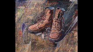 Roots. Paintings by Alex Levin on vintage newspapers.