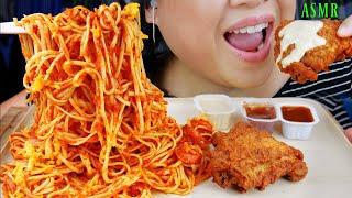 CRAZY CRAVING Fried Chicken with Filipino spaghetti with hot dogs suellasmr