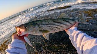 Surfcasting Big Surf & High Winds For Striped Bass