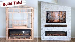 DIY Stone Fireplace Wall Framing, Full Instructional - Fireplace Wall Part 1 | Builds by Maz