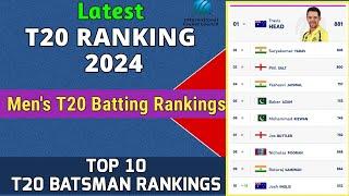 ICC Ranking 2024 | Top 10 T20 Batsman Rankings | icc t20 batting ranking 2024