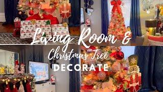 ABSOLUTELY AMAZING LIVING ROOM & CHRISTMAS TREE DECORATE WITH ME | PINK & RED CHRISTMAS | VINCHY ART