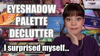 RUTHLESS eyeshadow palette declutter... wow I let go of some palettes I used to LOVE  | PART 1